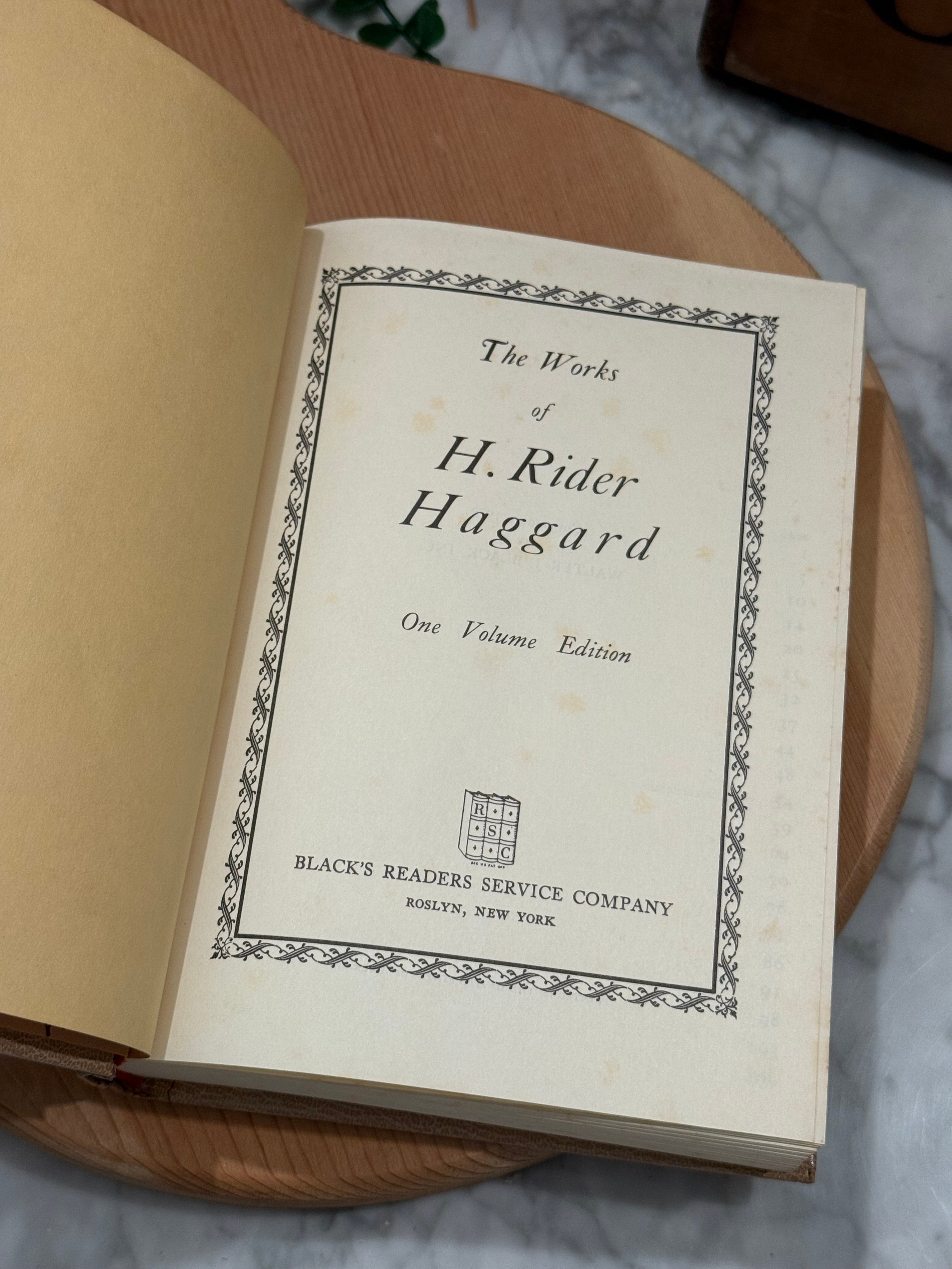 Vintage 1928 Works of Haggard Reader's Volume