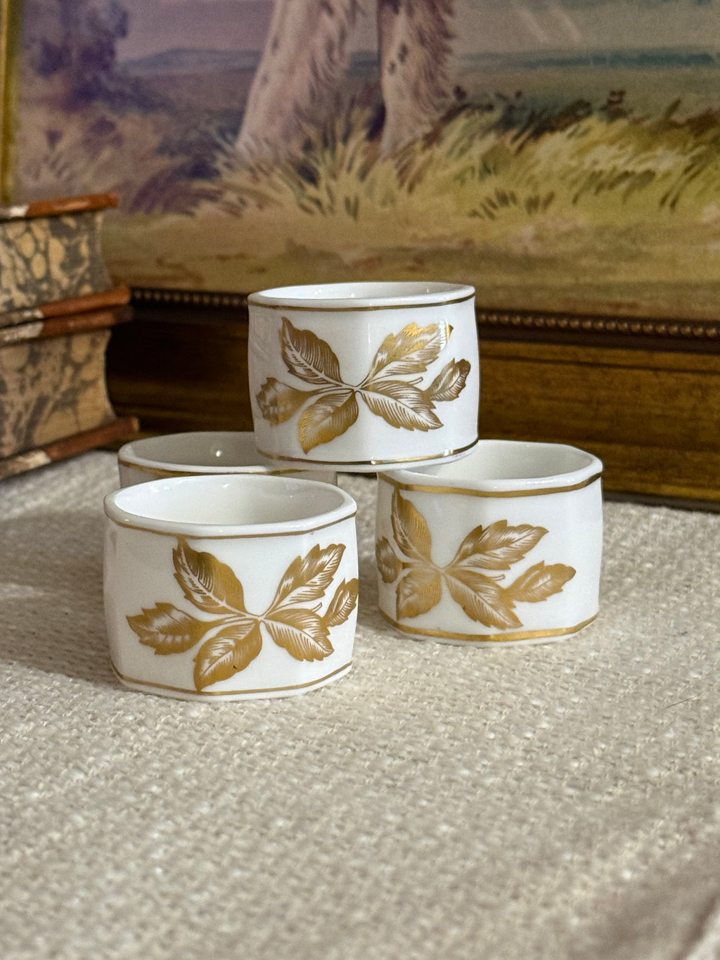 Wedgewood Gold Tonquin Bone China Gold White Napkin Ring - Set of 4