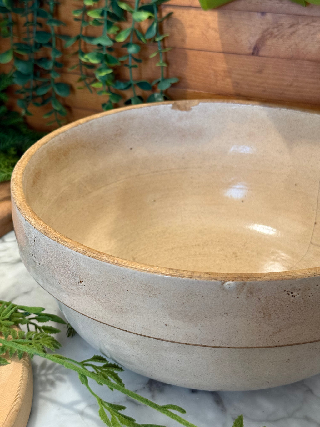 Antique Primitive Stoneware Shoulder Crock Bowl - 11"