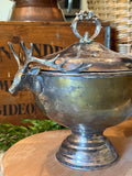 Vintage Silver Plated Stag Head Pedestal Tureen