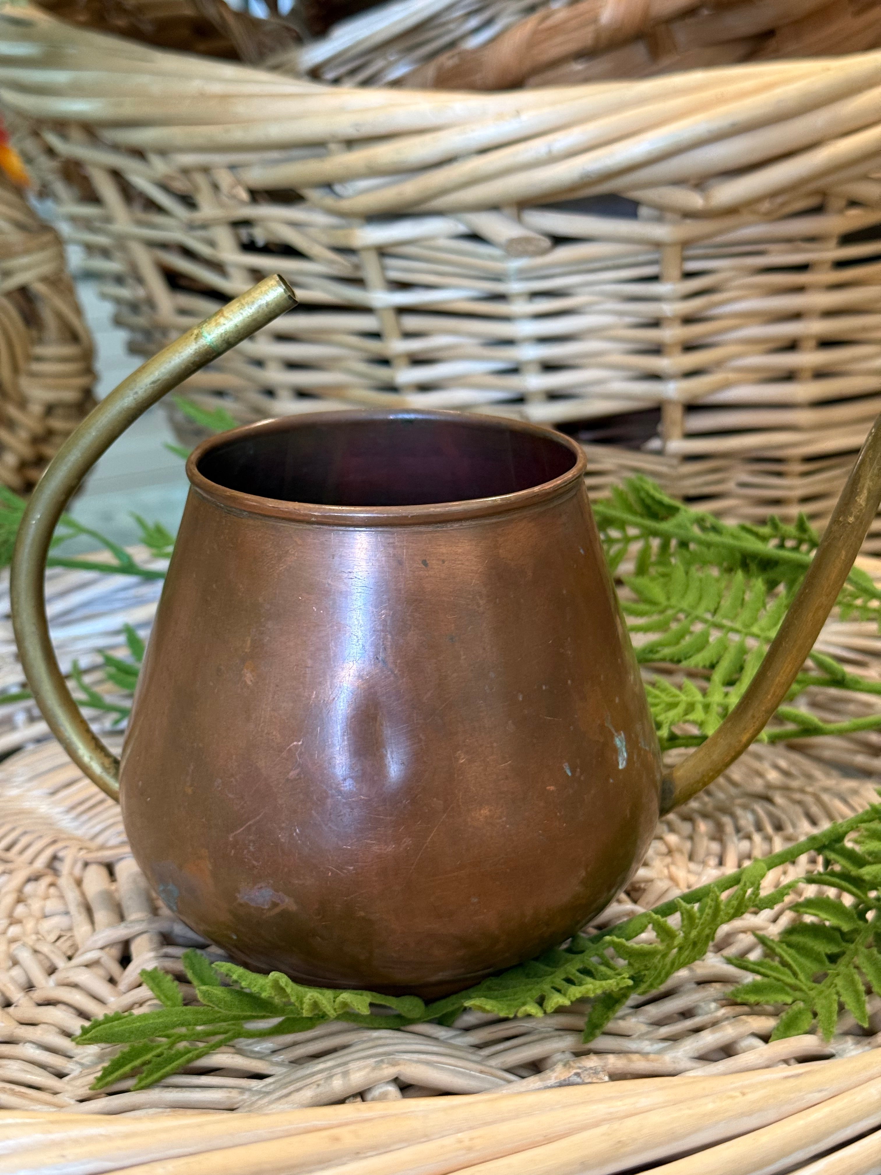 Vintage Mid-Century Copper Pitcher with Brass Handle