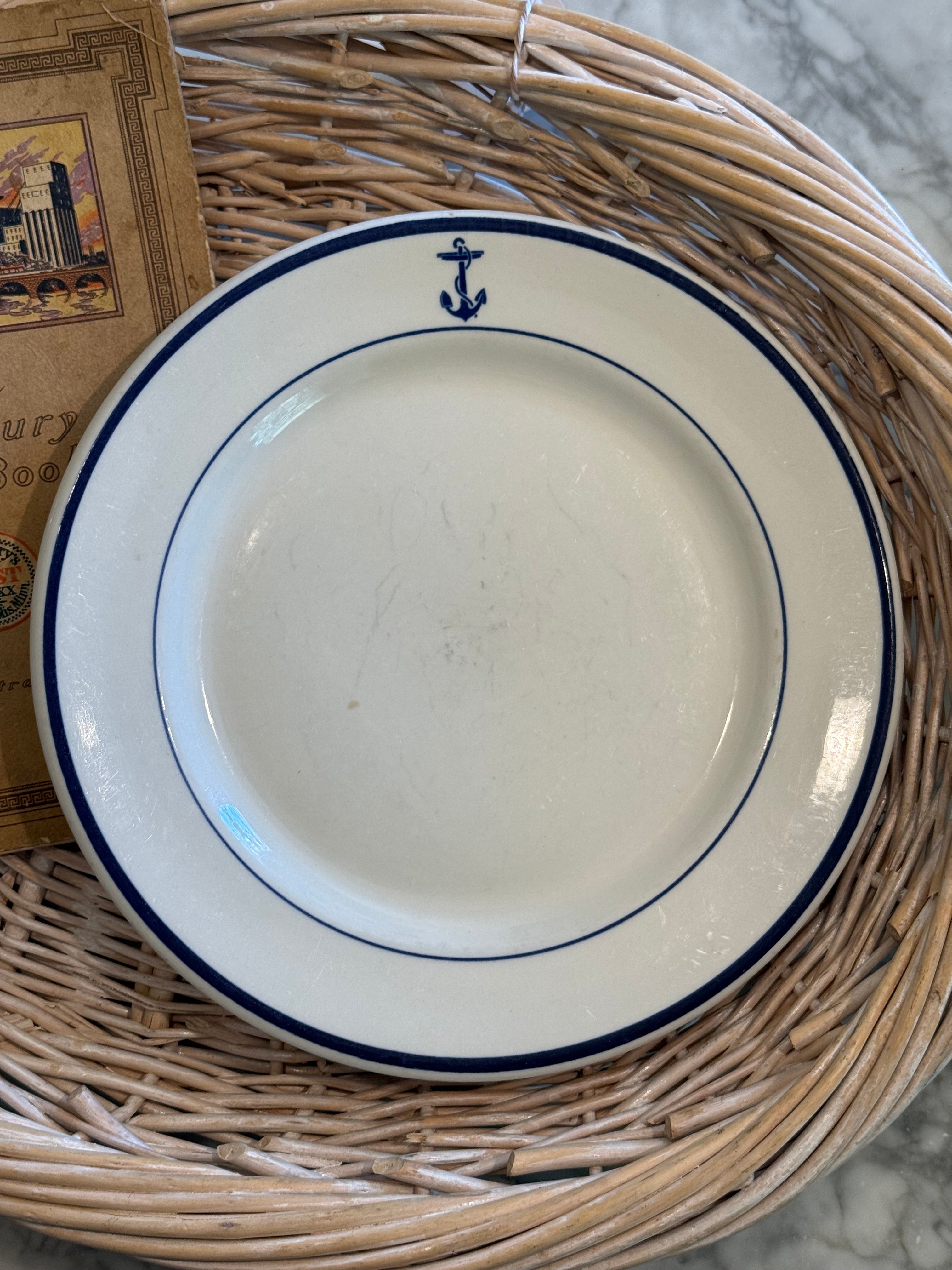 Vintage WWII Shenango US Navy Wardroom Anchor Dinner Plate