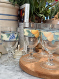 Vintage Mikasa Garden Harvest Clear Glass Water Goblets | Set of 6