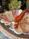 Antique Joseph Schachtel Porcelain Lobster Divided Dish - German Silesian Shell Platter (c. 1896-1916)