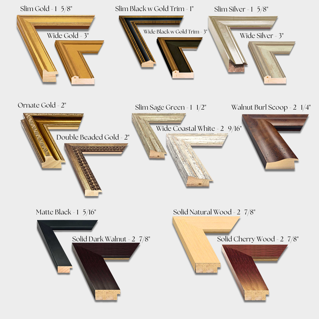 Various antique frame options available for printing