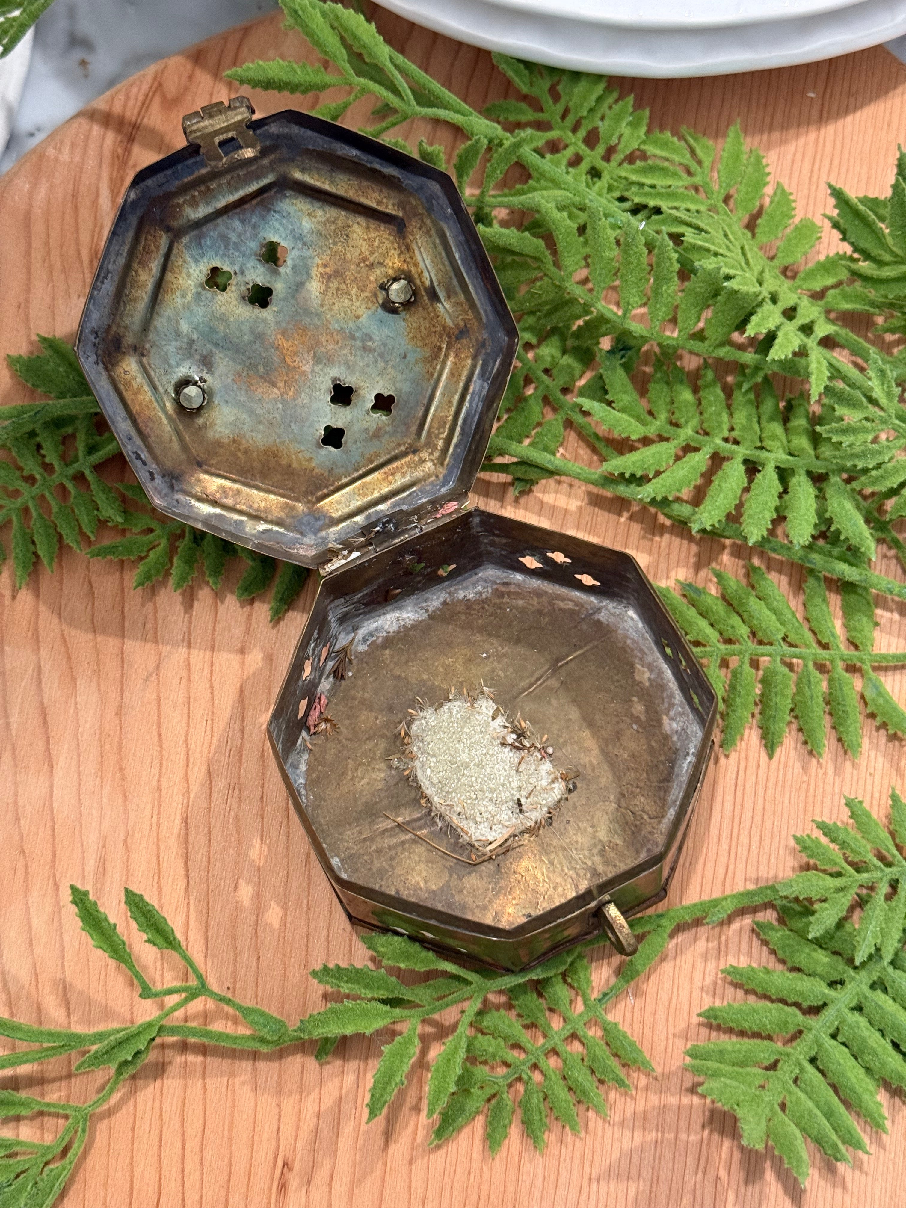 Vintage Mini Brass Incense Cricket Trinket Box
