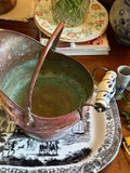 Small Vintage Copper Coal Scuttle Bucket with Delft-Style Handles