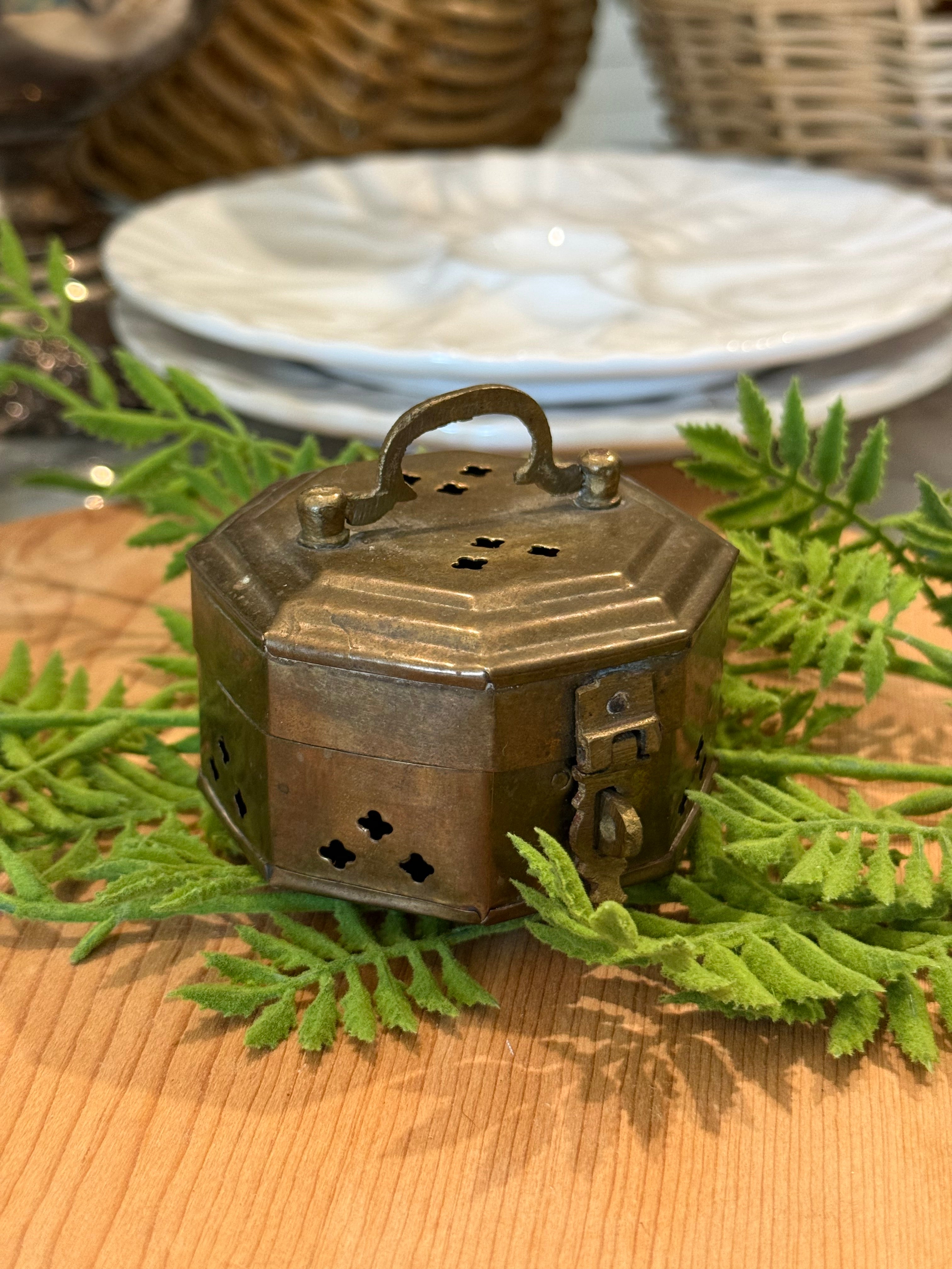 Vintage Mini Brass Incense Cricket Trinket Box