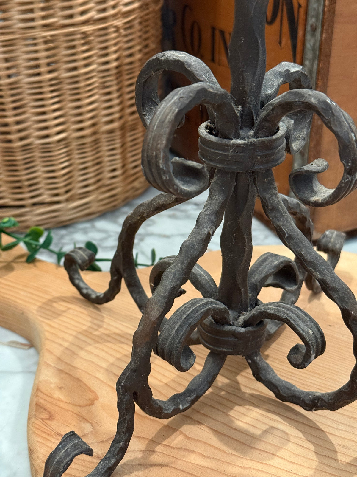 Estate Wrought Iron Pillar Candlestick