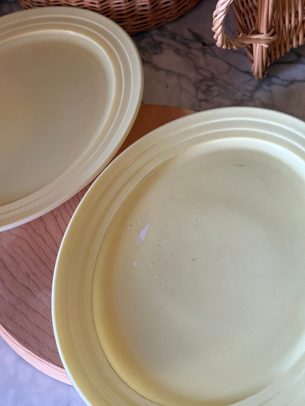 Vintage Yellow Platonite Oval Platters, Set of 2