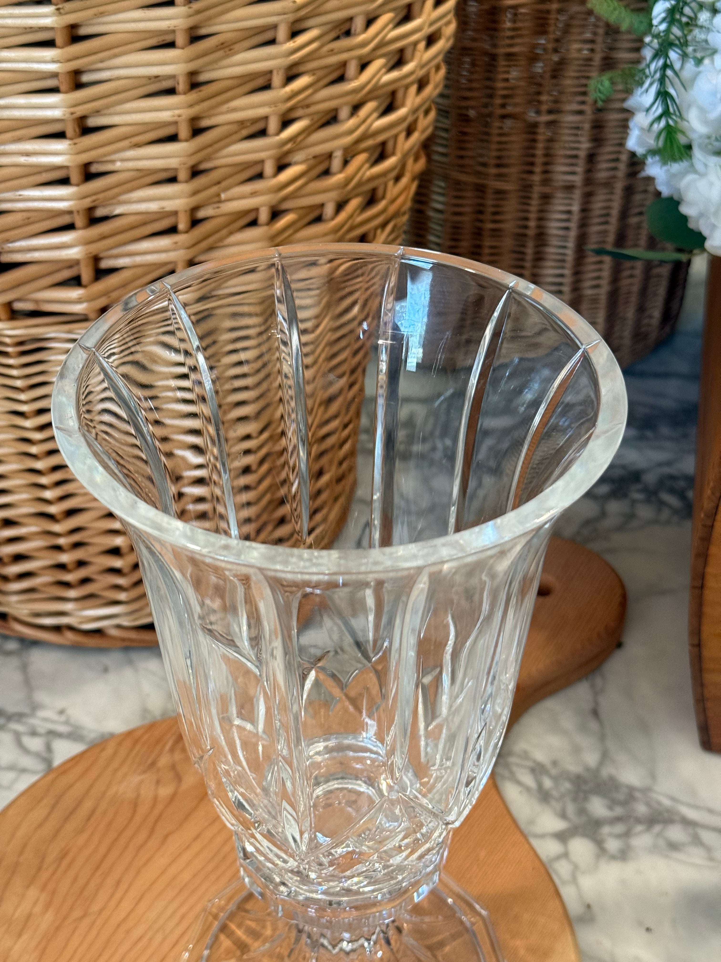 Lead Crystal Hurricane Candle Holder Vase Tabletop Centerpiece