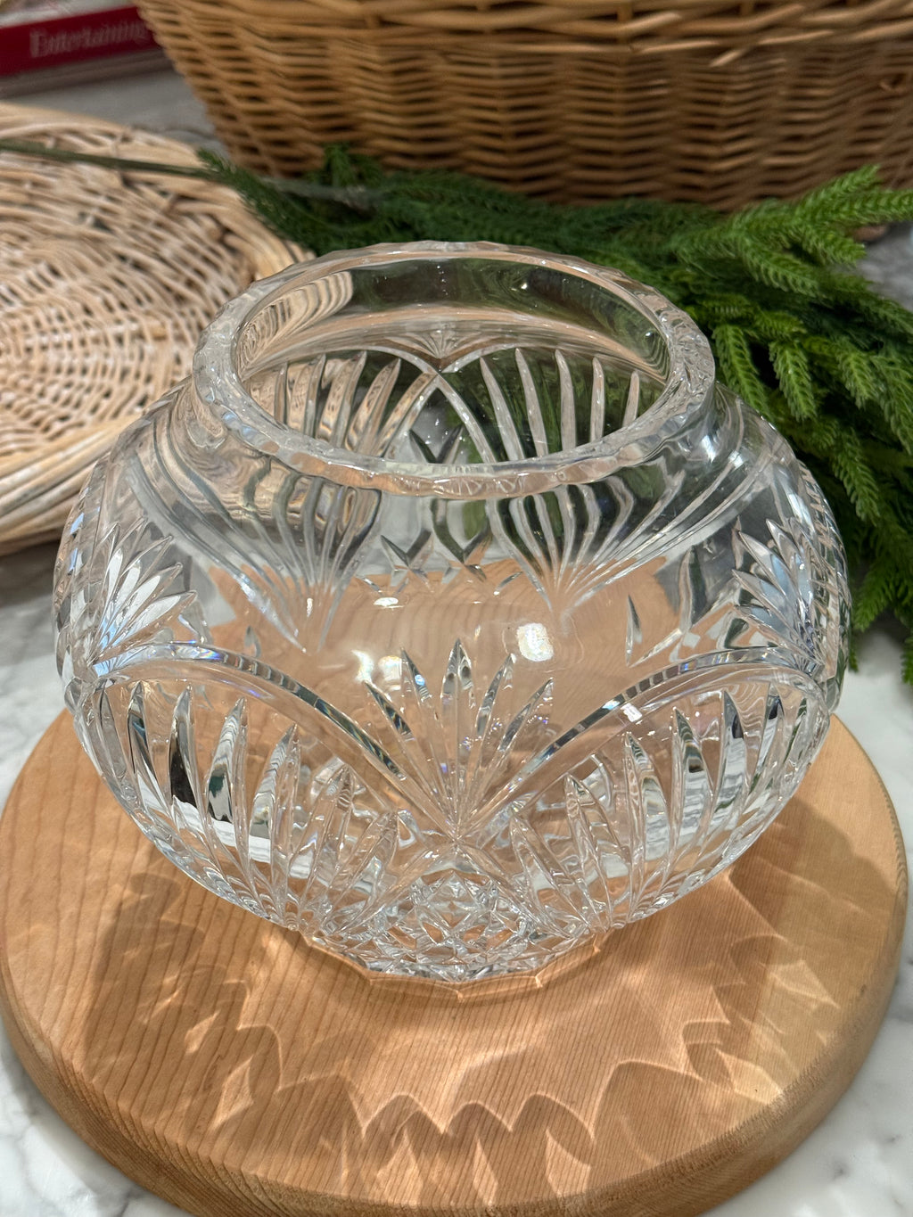 Hand Cut Lead Crystal Rose Bowl