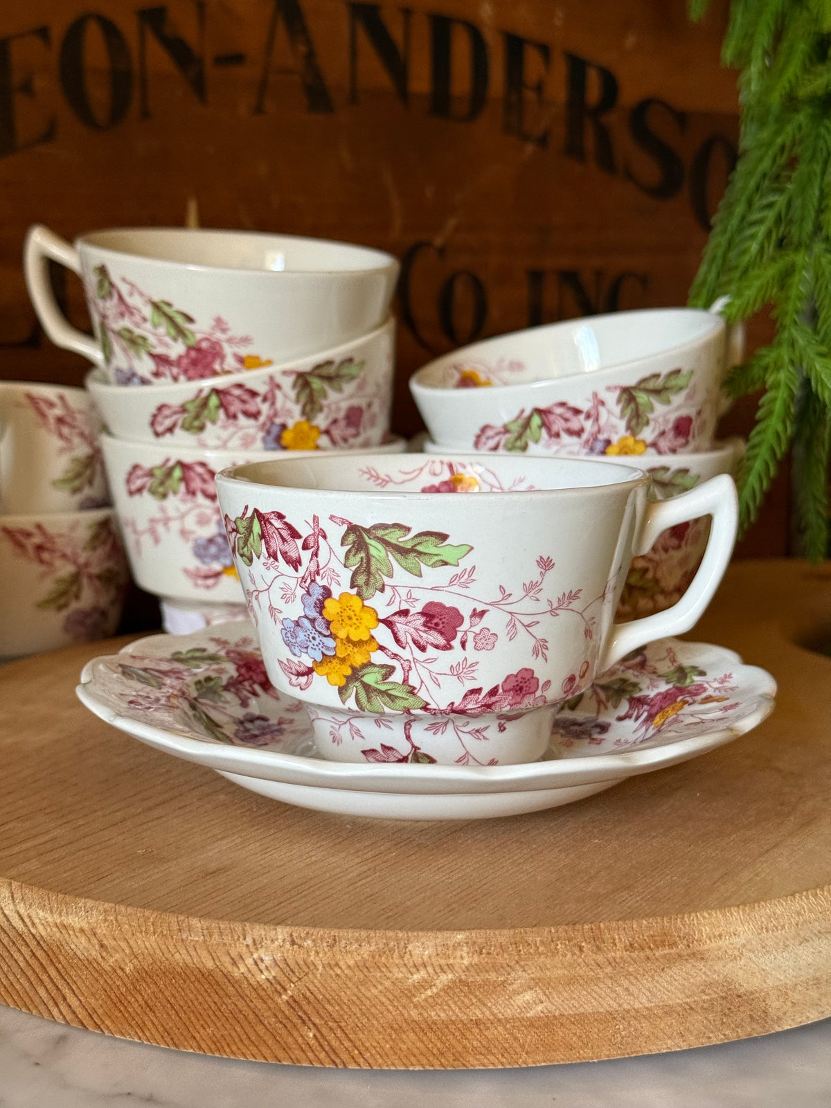 Vintage Ridgway English Garden Ironstone Teacup and Saucer