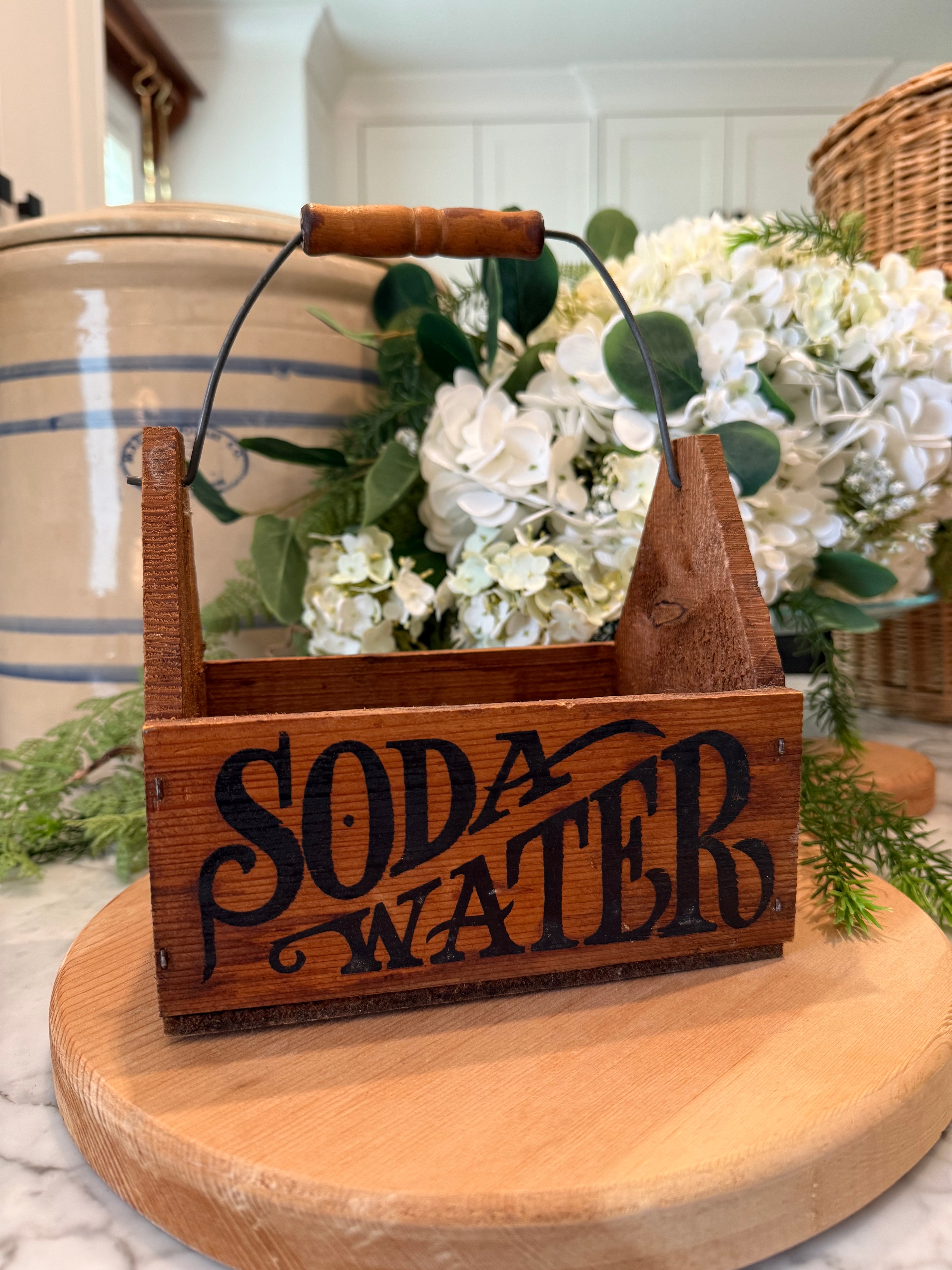 Vintage Wooden Soda Water Crate Caddy