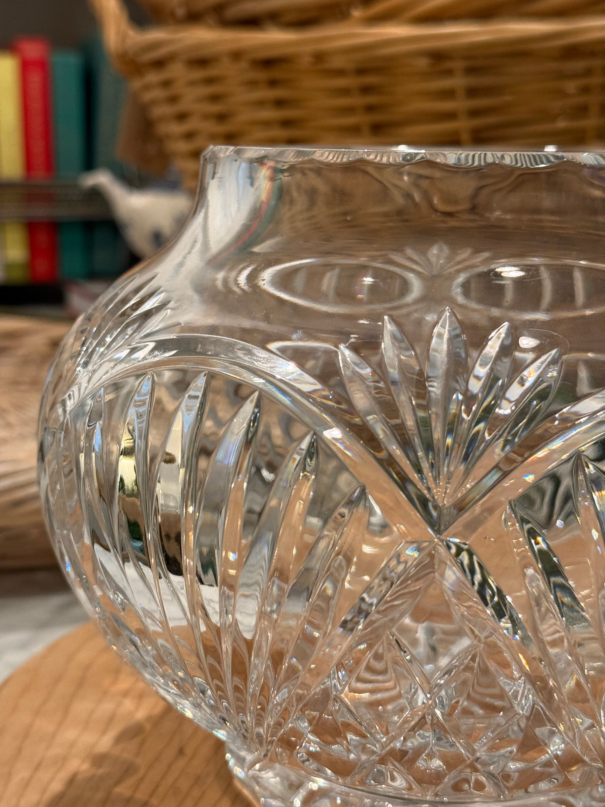 Hand Cut Lead Crystal Rose Bowl