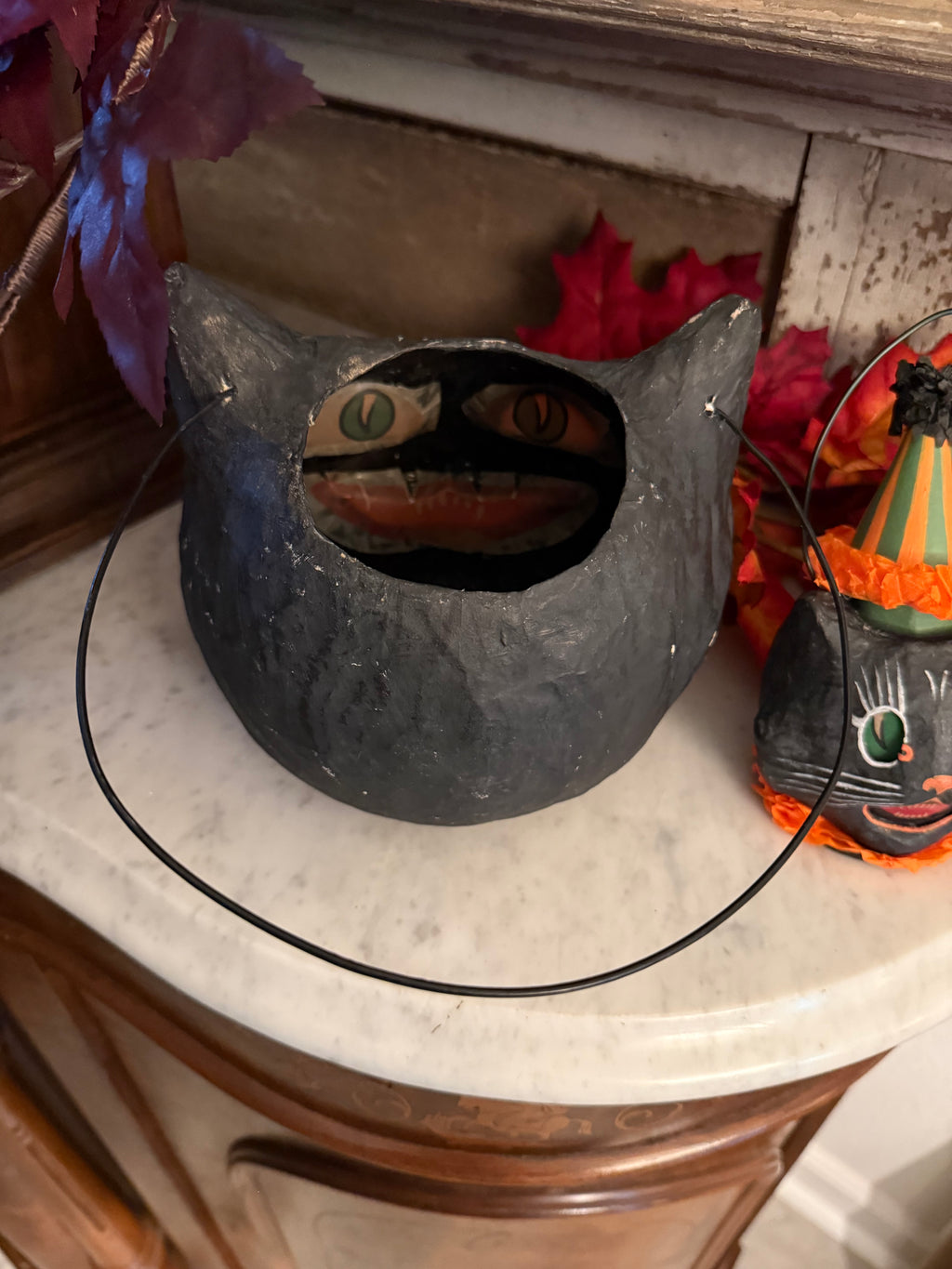 Bethany Lowe Vintage Black "Happy Cat" Bucket Halloween Lantern