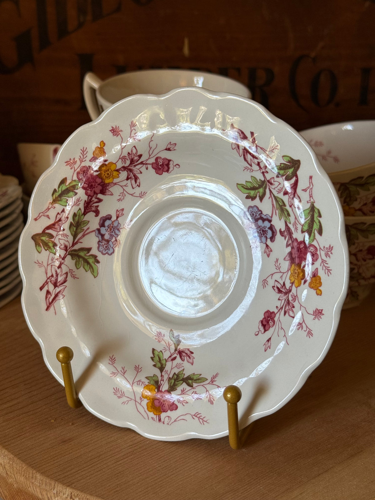 Vintage Ridgway English Garden Ironstone Teacup and Saucer