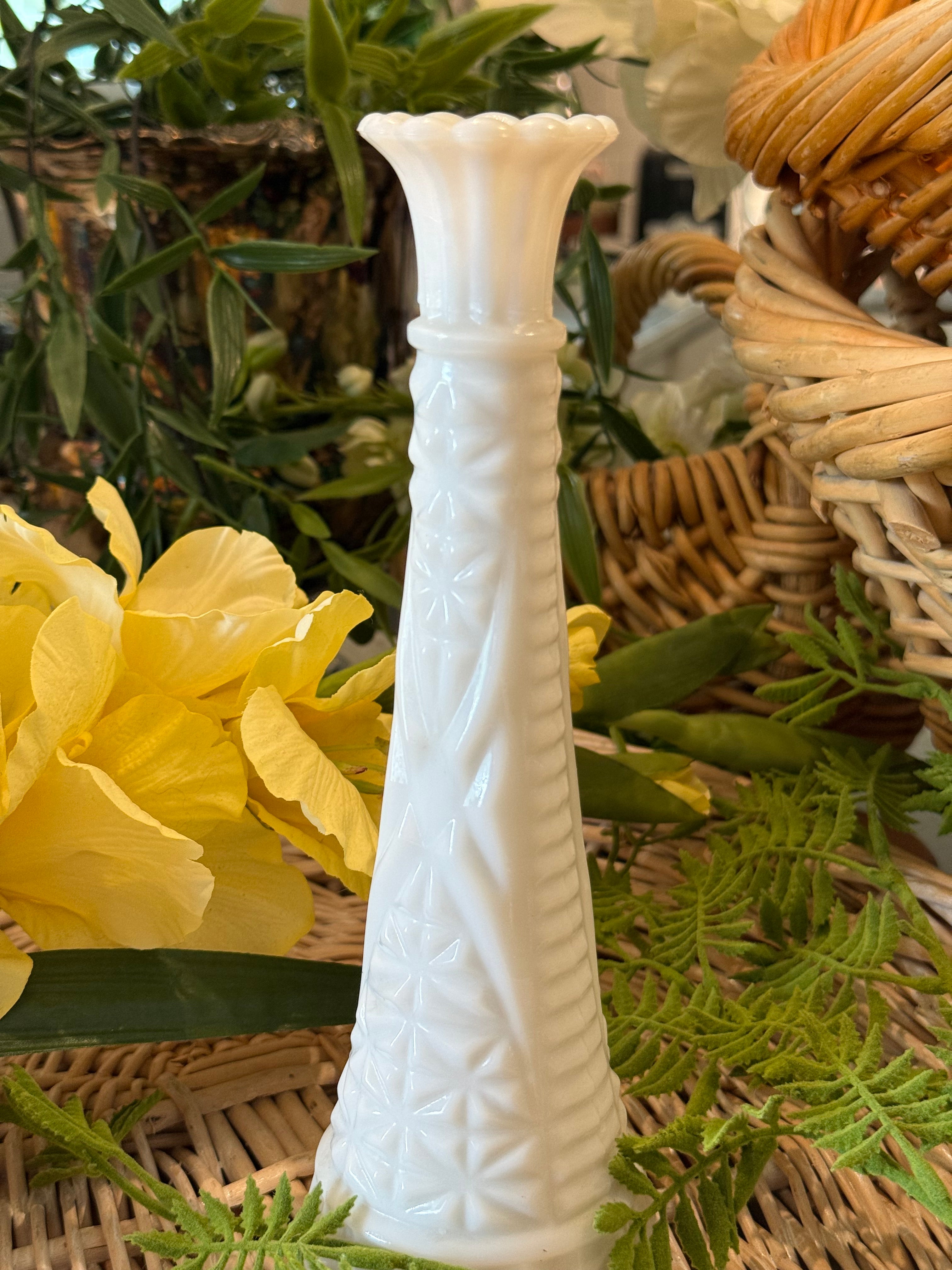 Vintage Anchor Hocking 9" Milk Glass Bud Vase