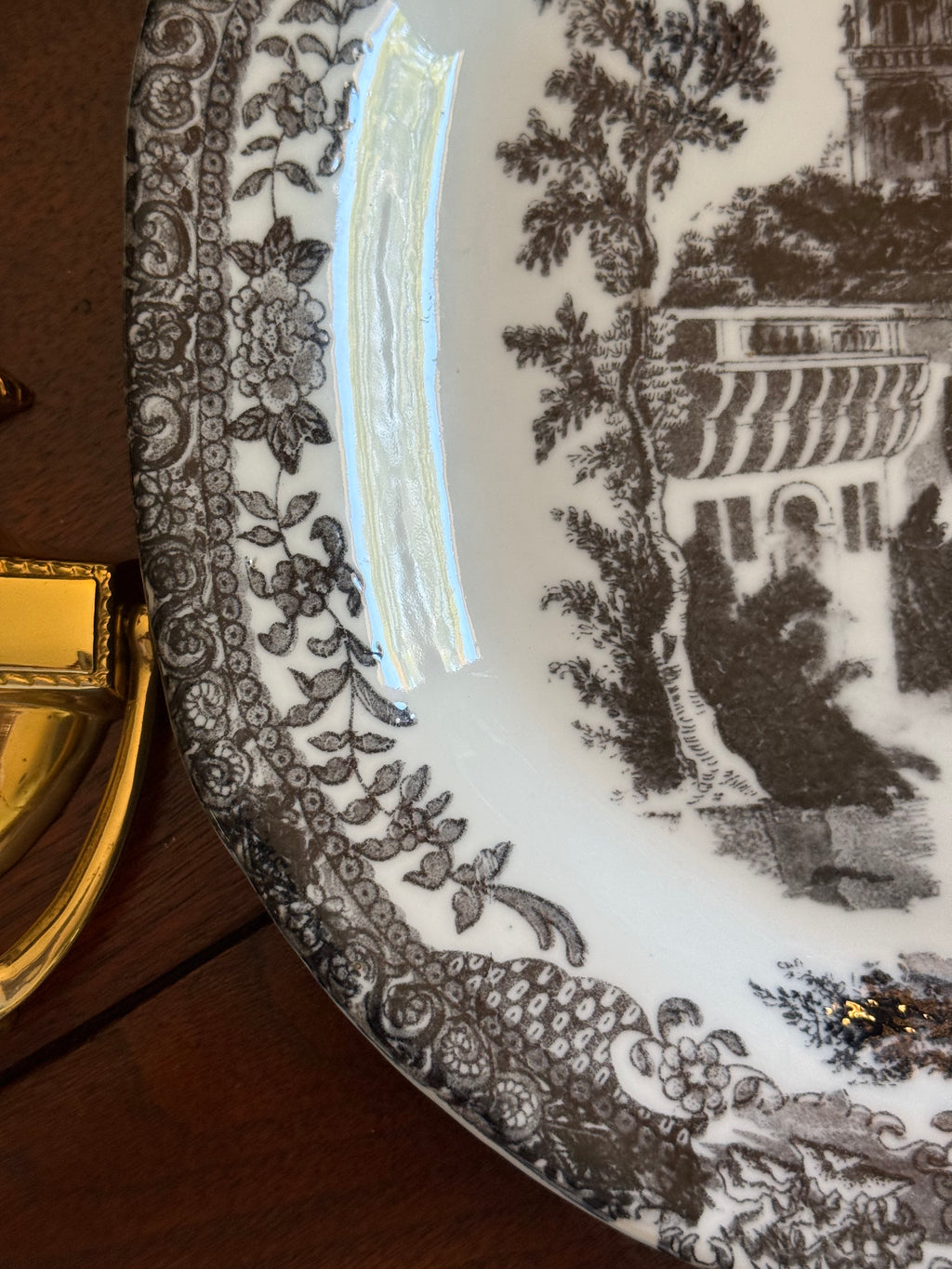 Vintage Grand Black Victorian Ironstone Platter