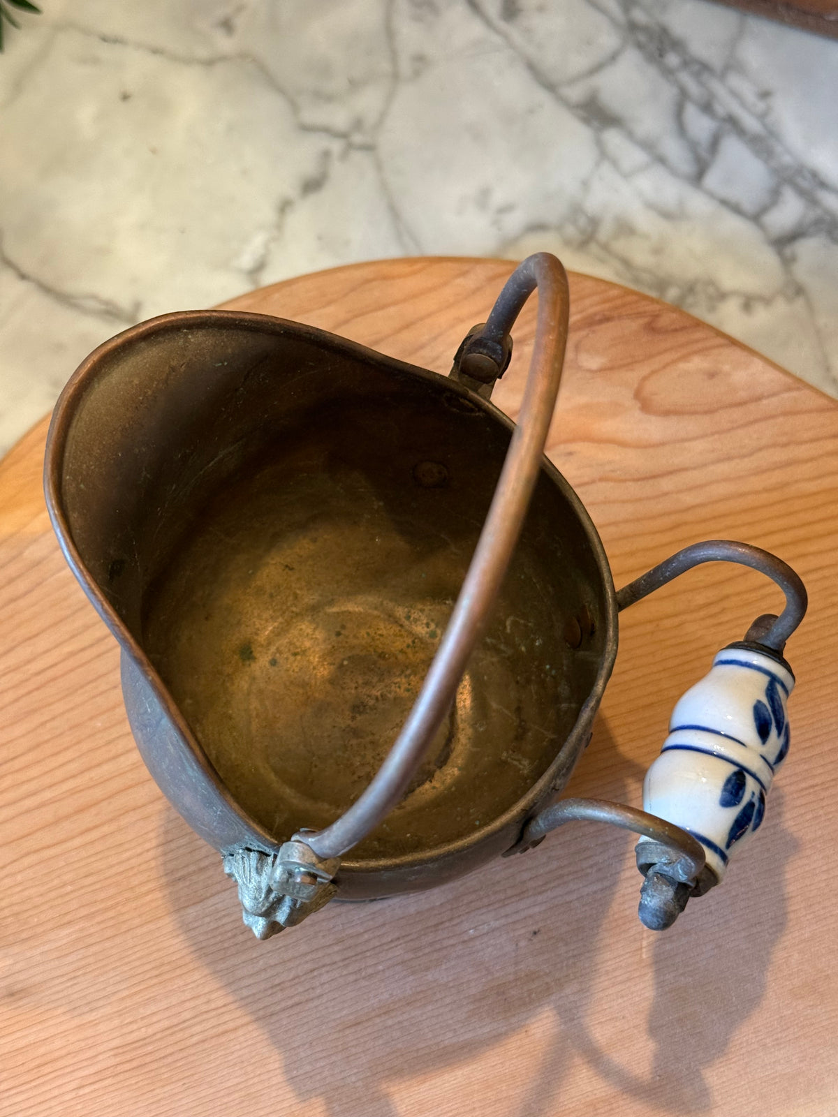 Petite Vintage Copper Coal Scuttle Bucket