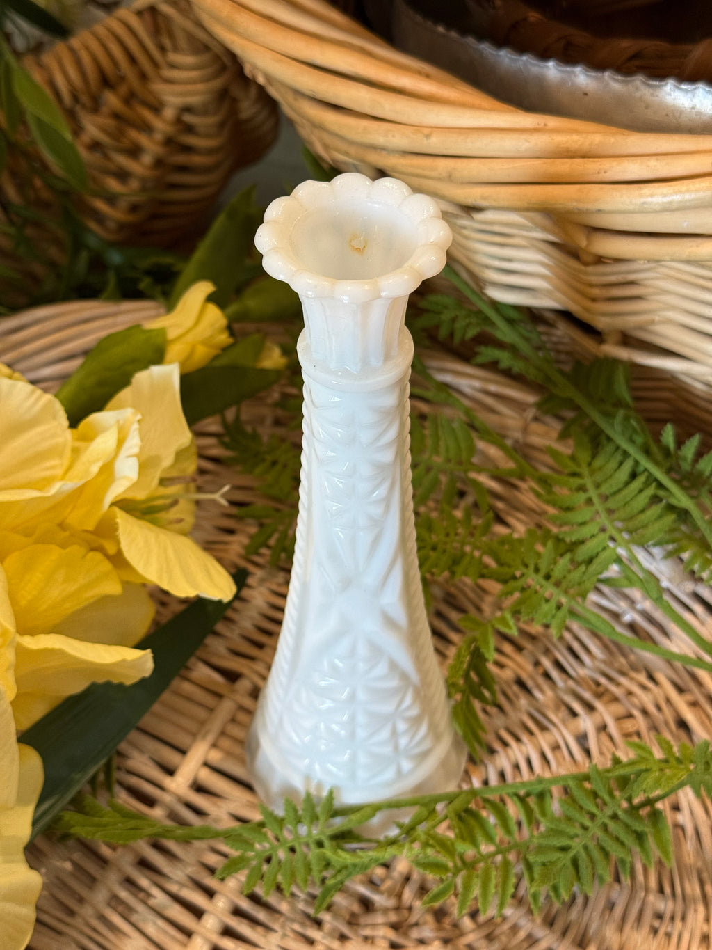 Vintage Anchor Hocking 9" Milk Glass Bud Vase