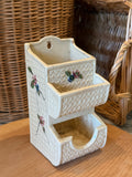 Vintage Japanese Floral Ceramic Match Holder