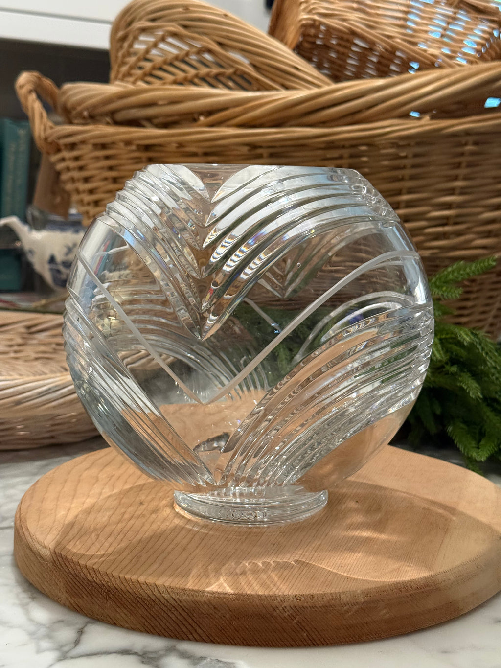 Geometric Cut Crystal Rose Bowl