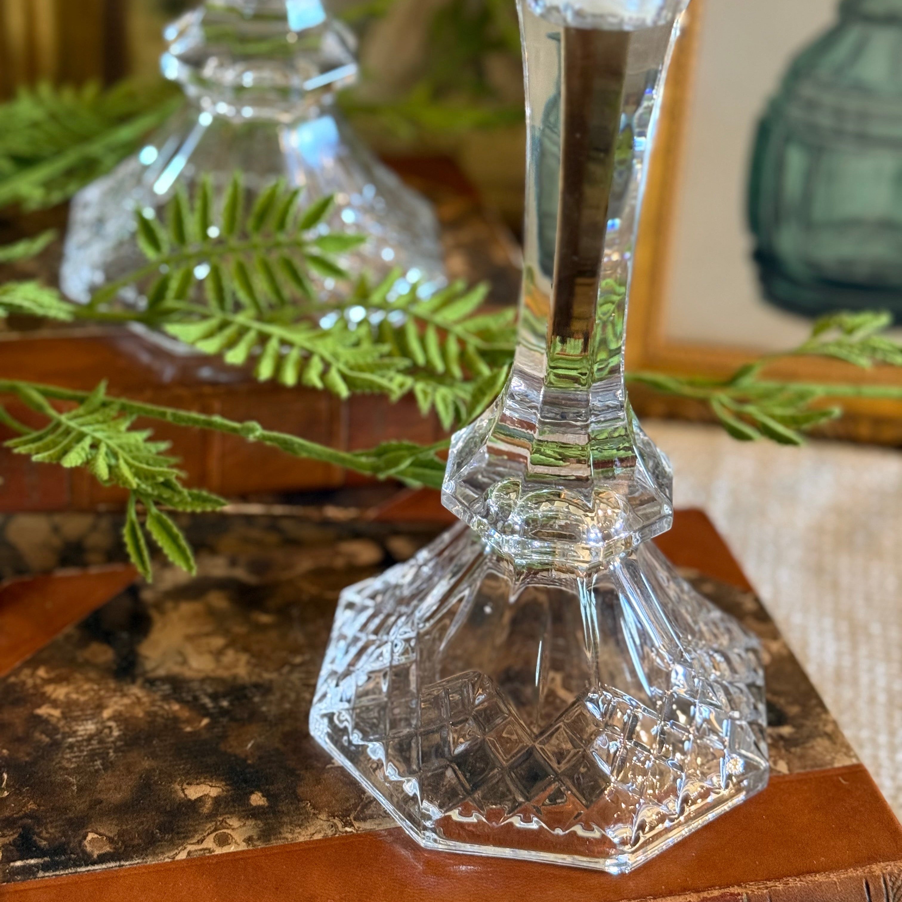 Vintage Legacy by Anchor Hocking Full Lead Crystal Candlestick - Set of 2