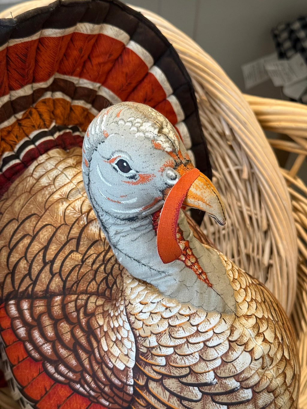 Vintage Stuffed Thanksgiving Tom Turkey Pillow