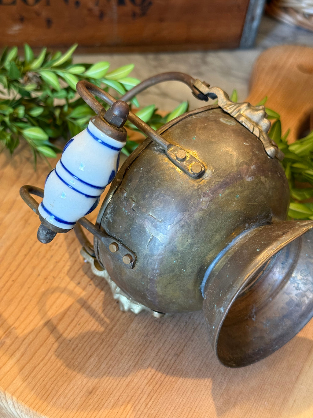 Petite Vintage Copper Coal Scuttle Bucket
