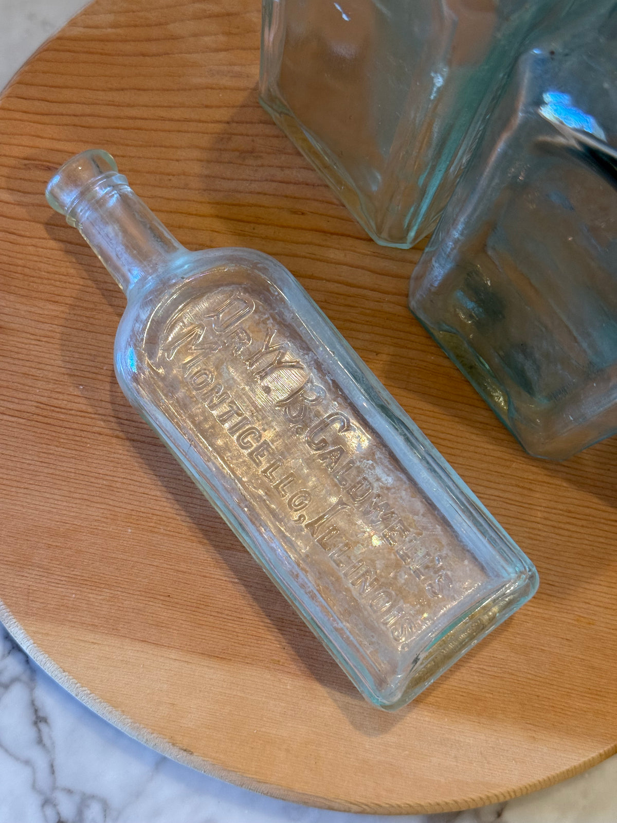 Antique Caldwell's Syrup Pepsin Aqua Bottle