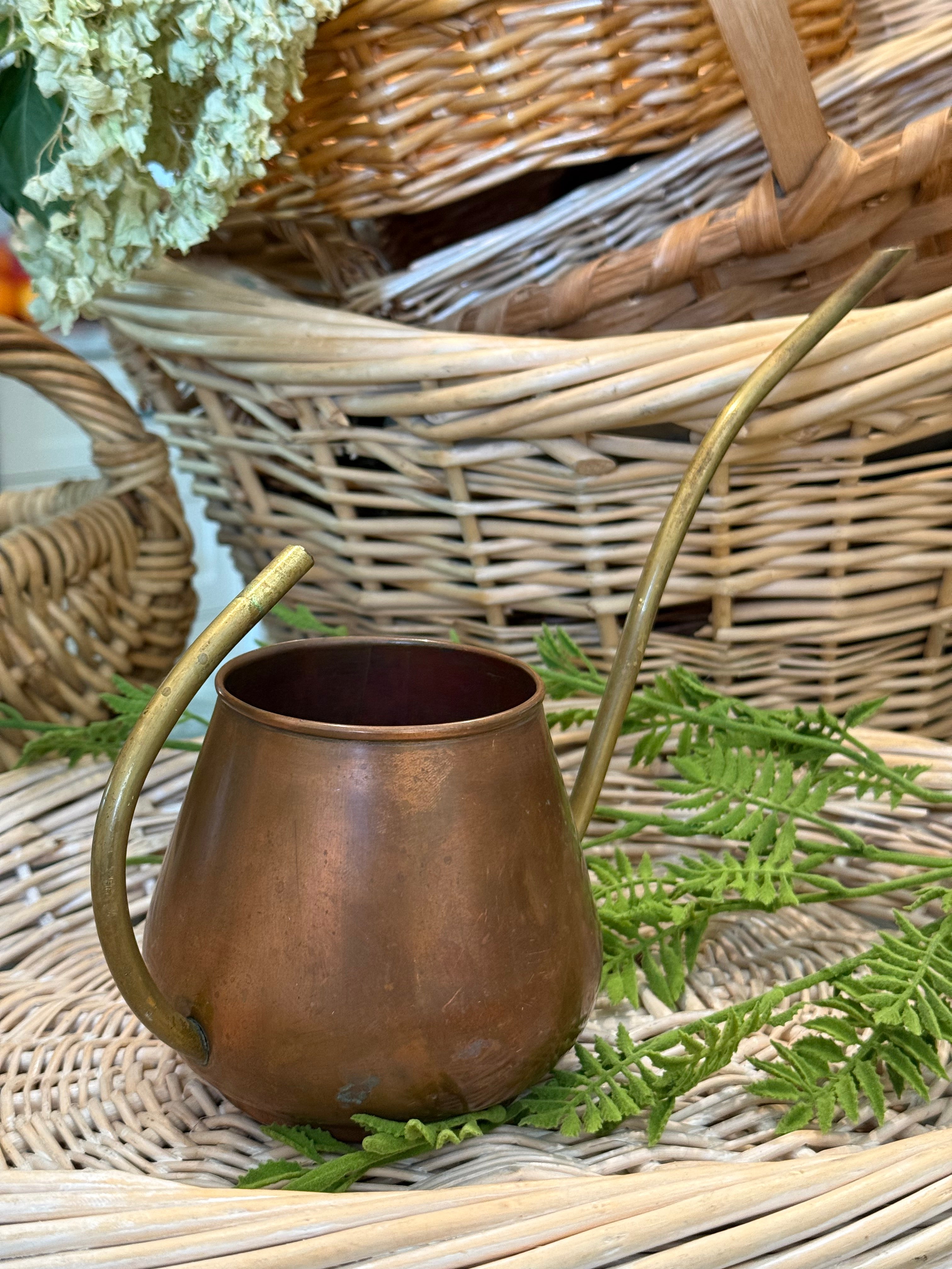 Vintage Mid-Century Copper Pitcher with Brass Handle