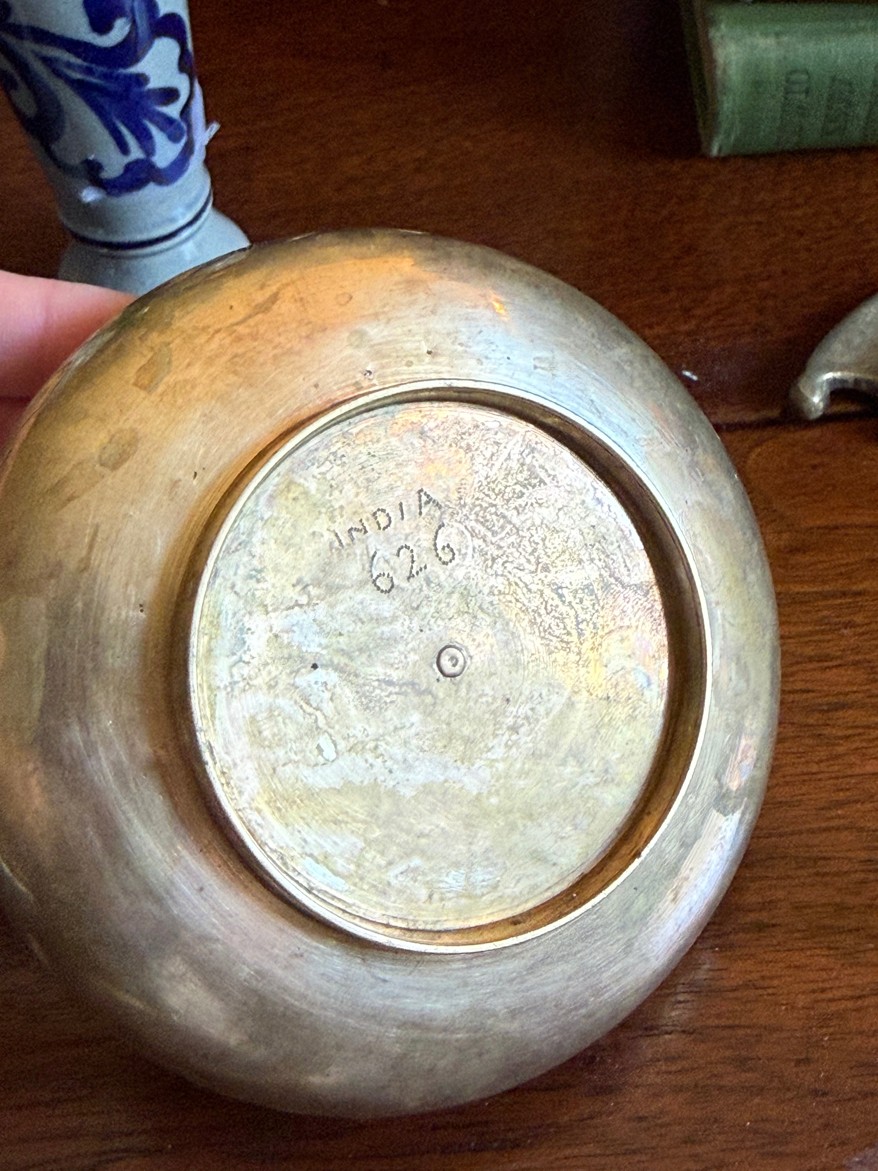 Vintage Etched Brass Floral Frog Vessel