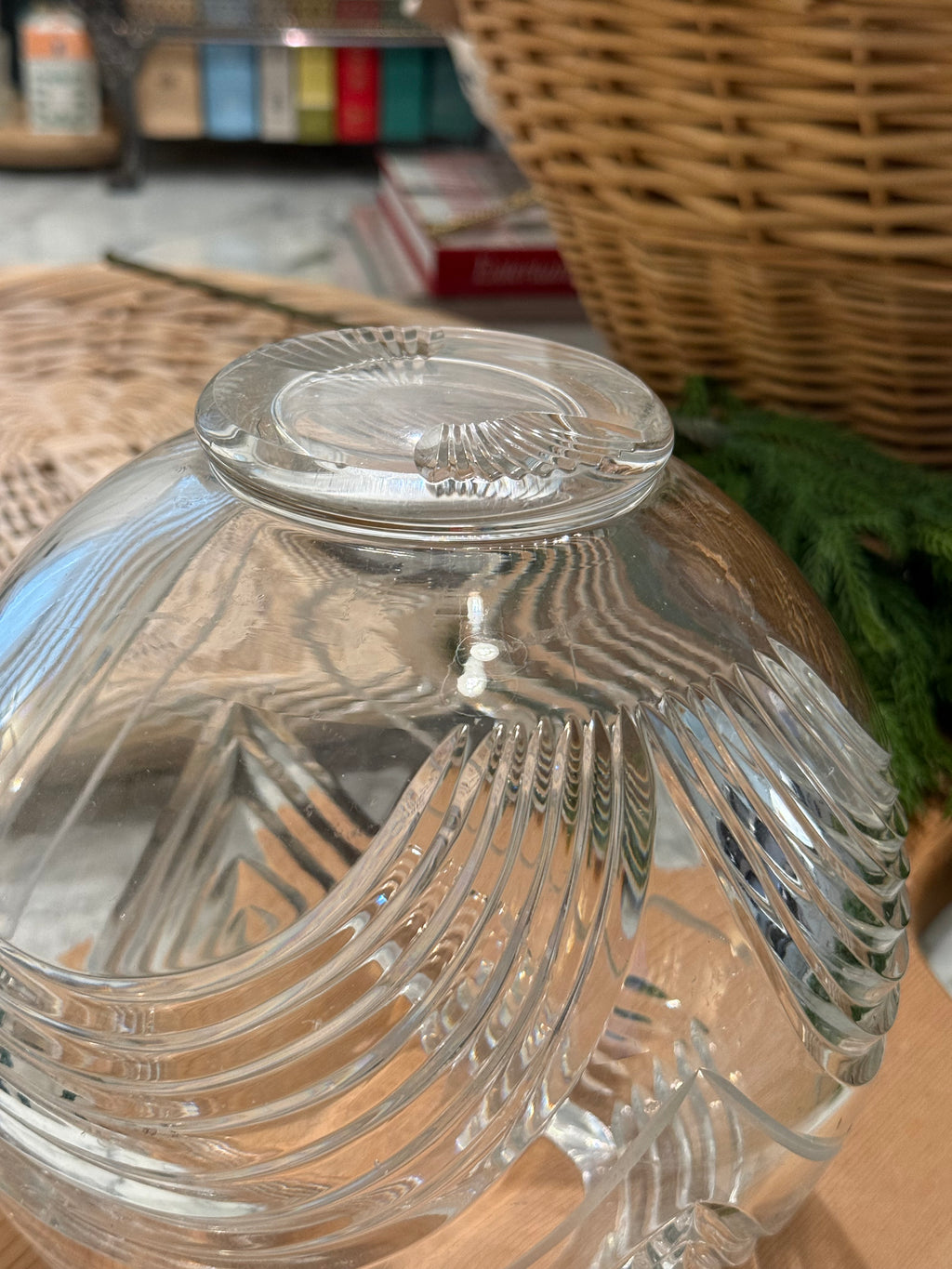 Geometric Cut Crystal Rose Bowl