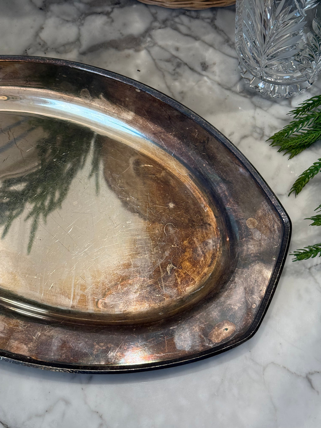 Vintage Sheffield Oval Silver Plated Tray