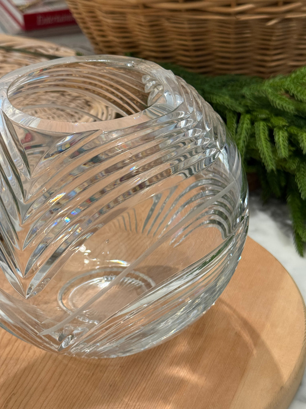 Geometric Cut Crystal Rose Bowl