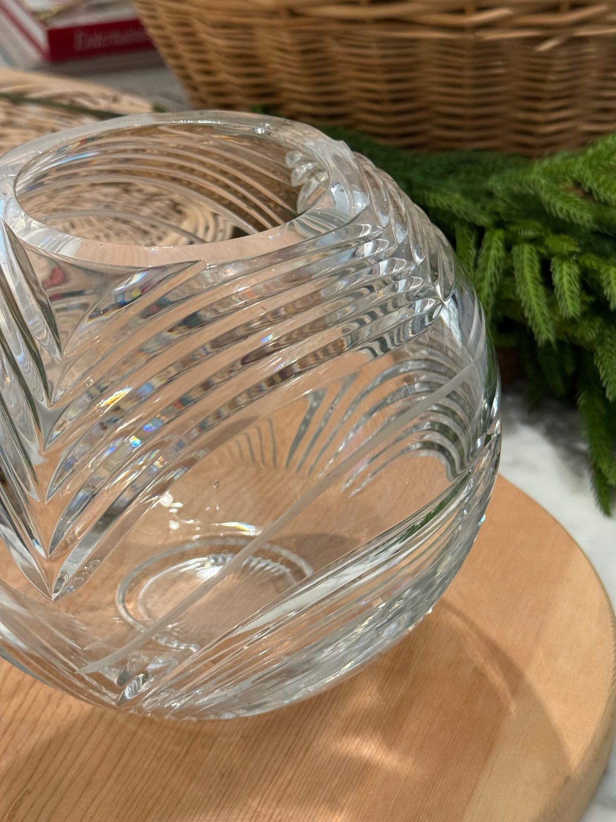 Geometric Cut Crystal Rose Bowl