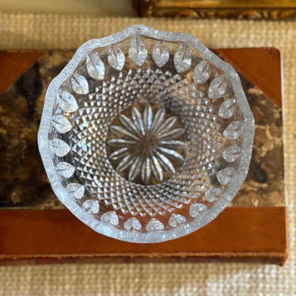 Vintage Scallop Edged Crystal Trinket Dish