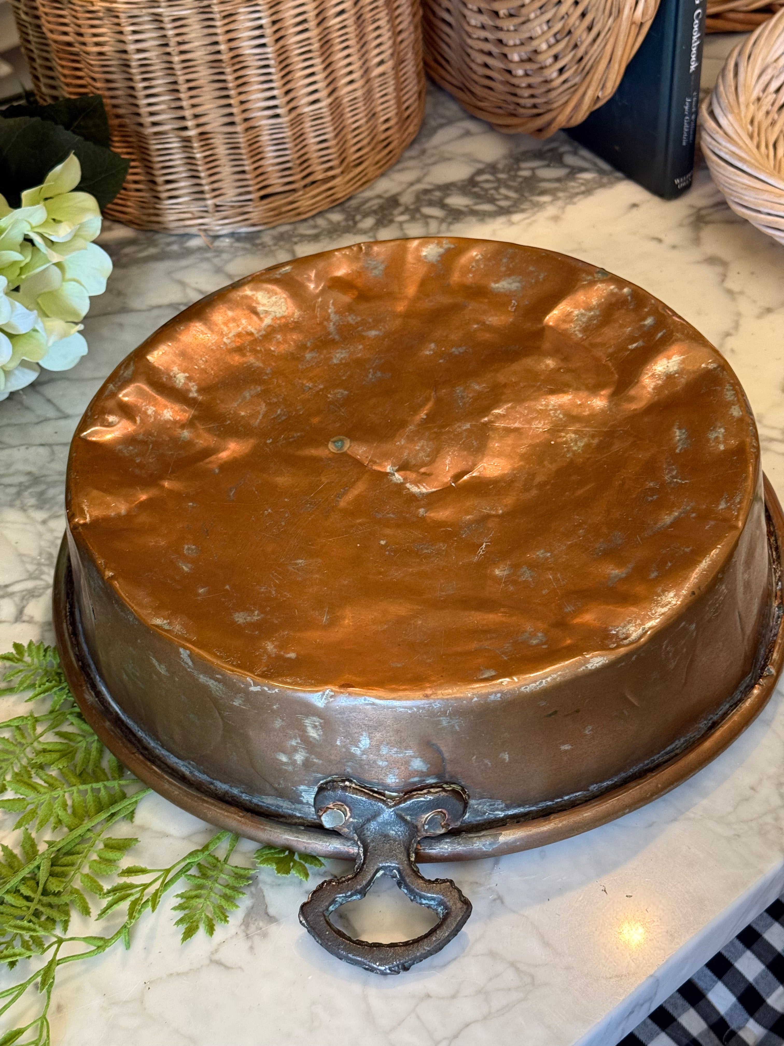 Antique European Copper Baking Pan - 14"