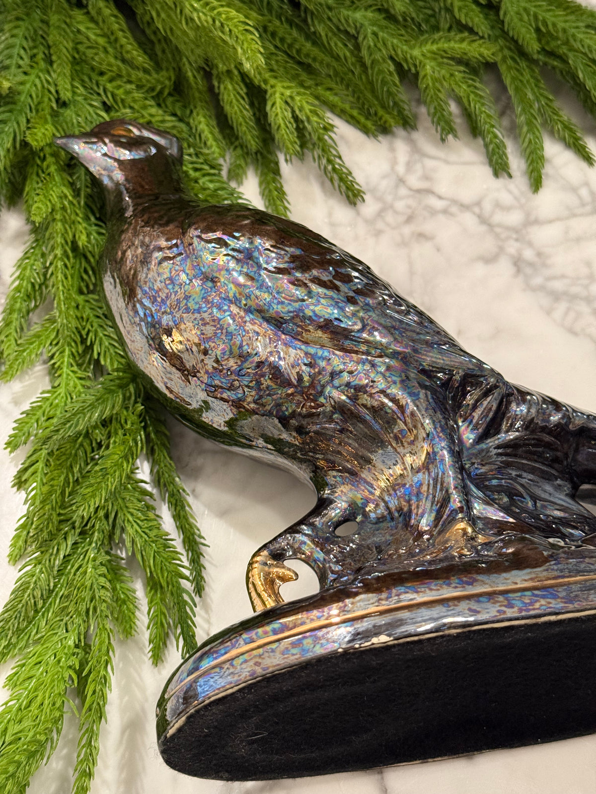Sculpted Mercury Gray Pheasant Pair