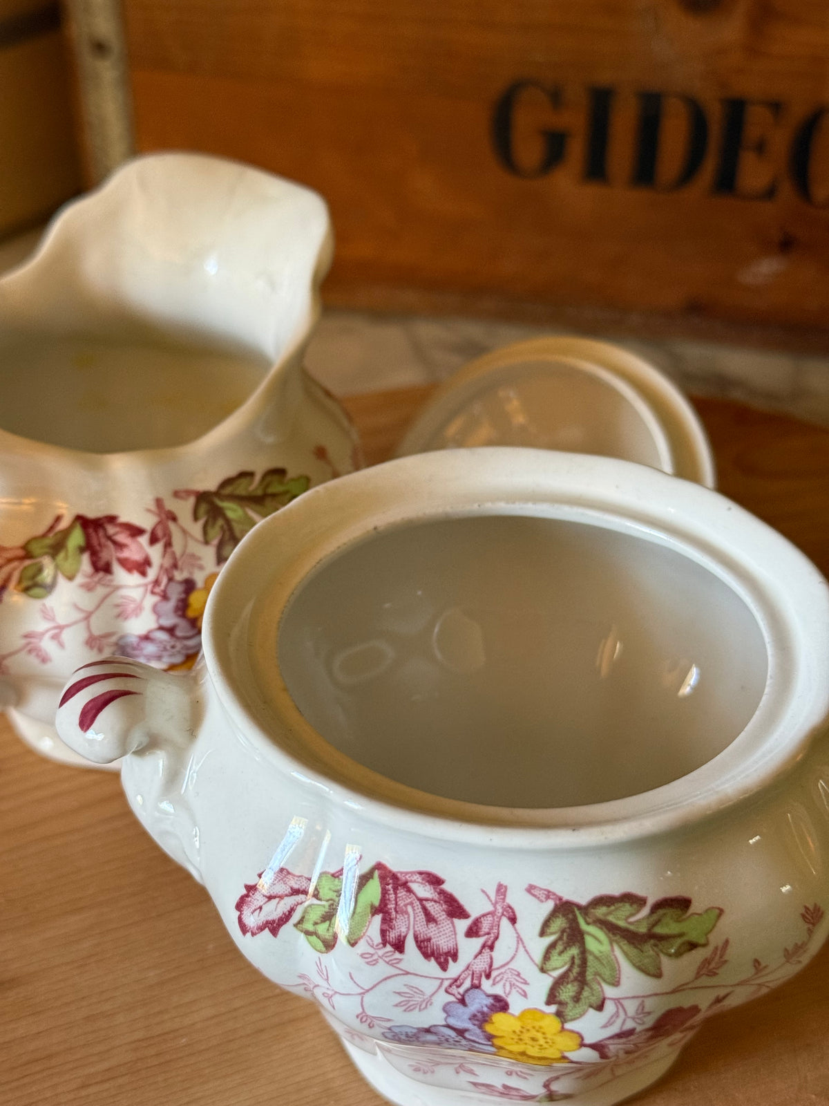 Vintage Ridgway English Garden Ironstone Cream & Sugar Set
