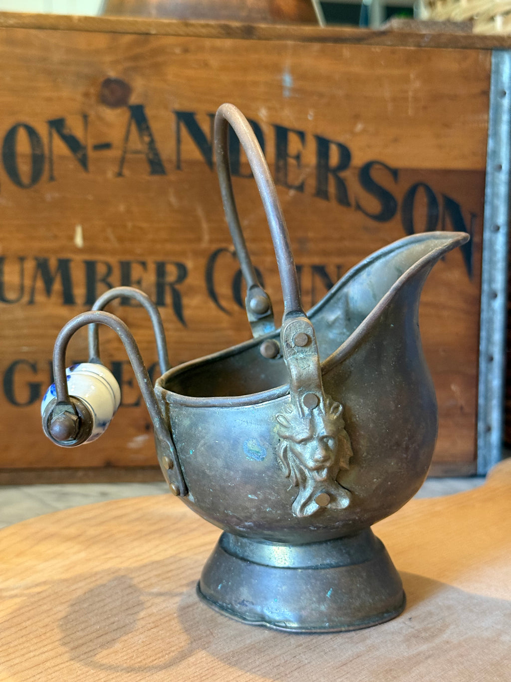 Petite Vintage Copper Coal Scuttle Bucket