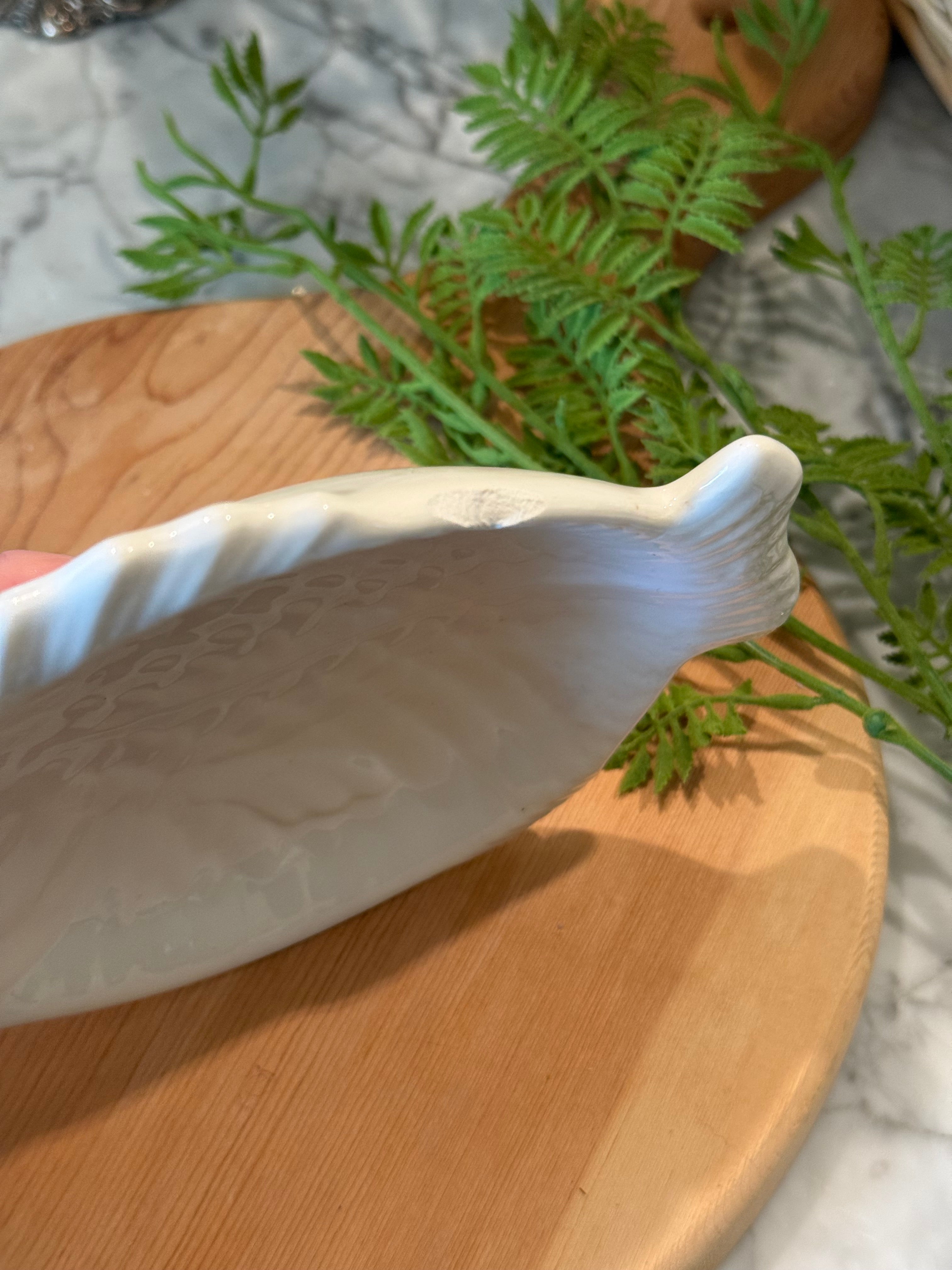 White Ceramic Fish Serving Dish - 8"