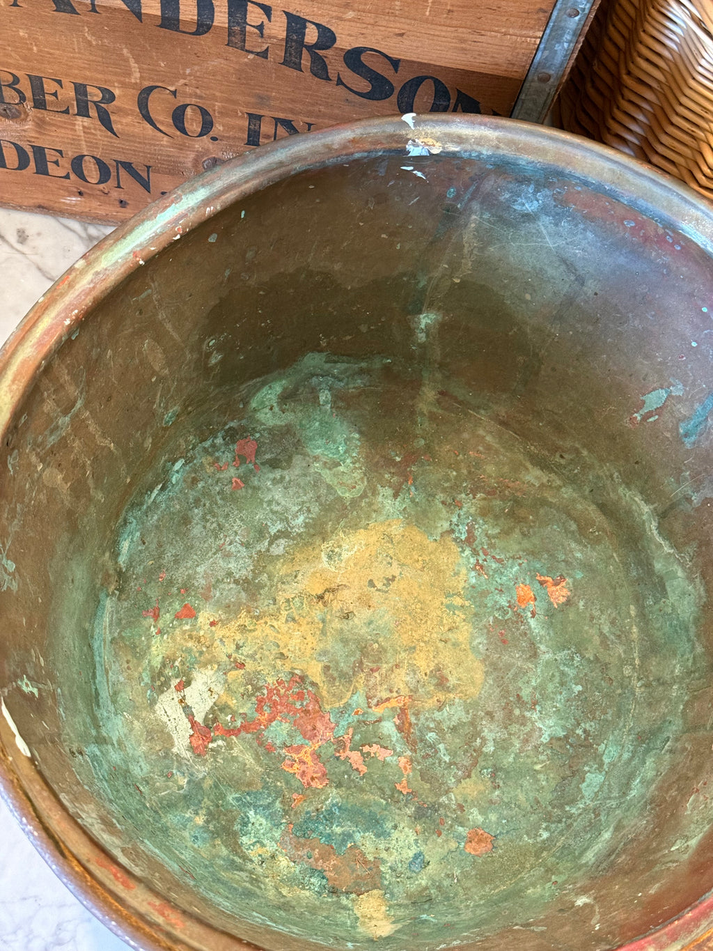 Antique Copper Hearth Bucket with Iron Handle