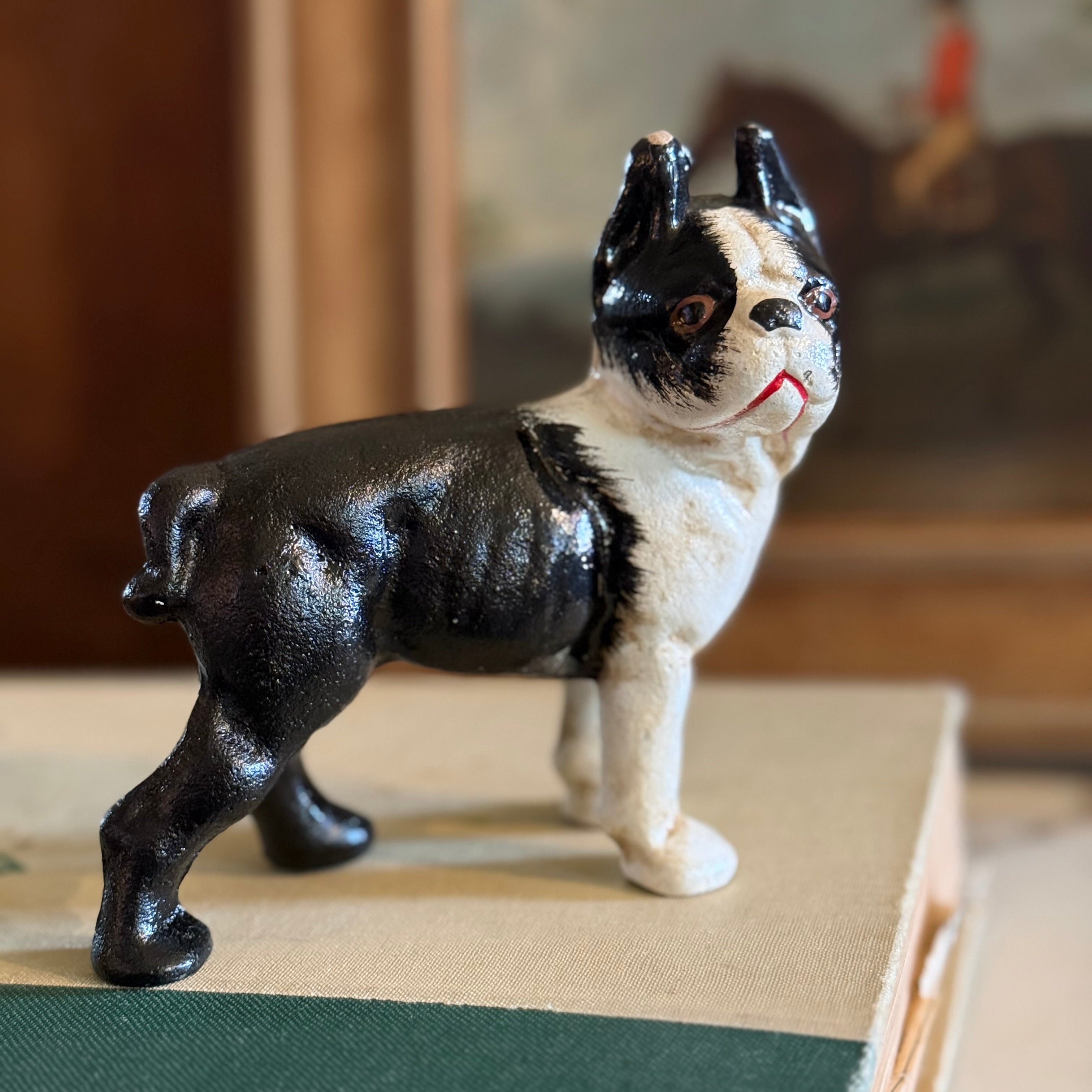 Mini Boston Terrier Cast Iron Dog