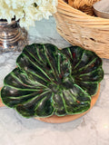 Vintage Green Majolica Style Cabbage Platter Serving Plate (Well Loved)
