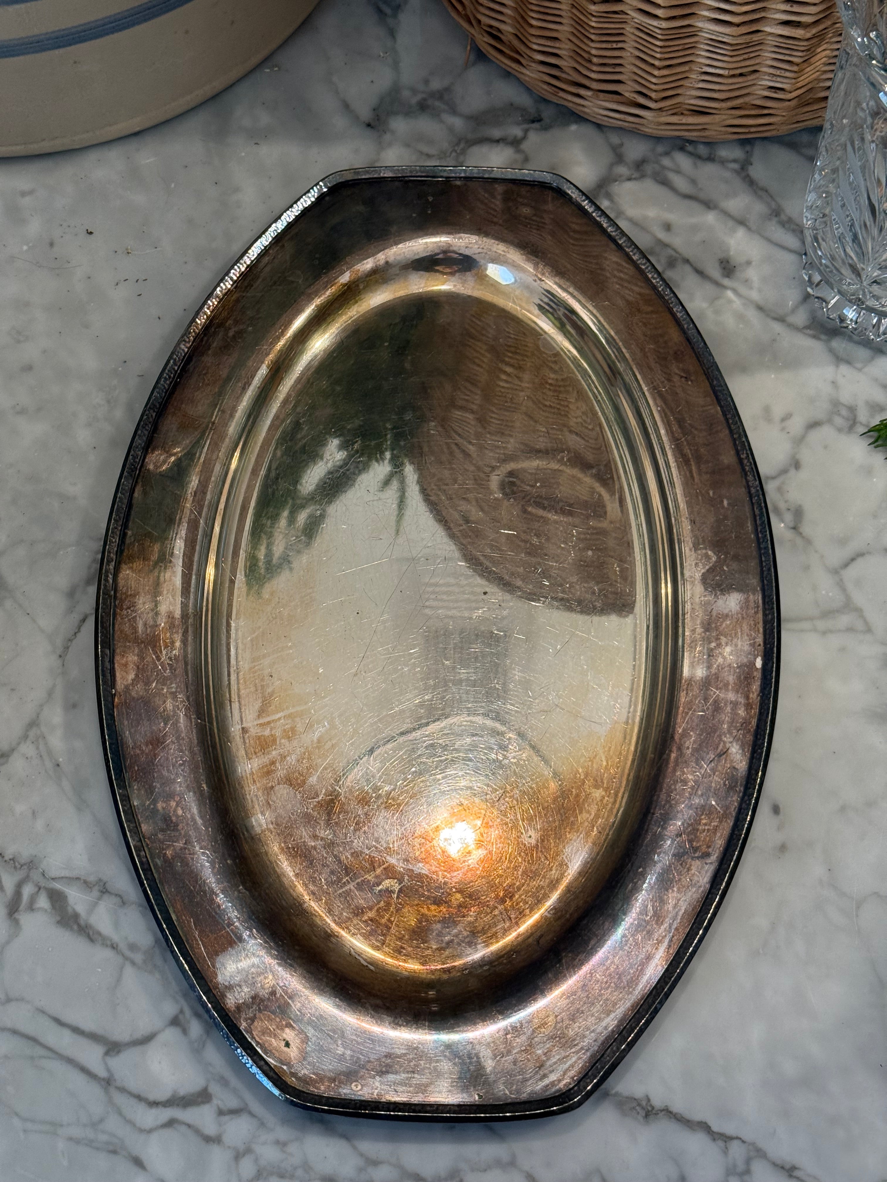 Vintage Sheffield Oval Silver Plated Tray