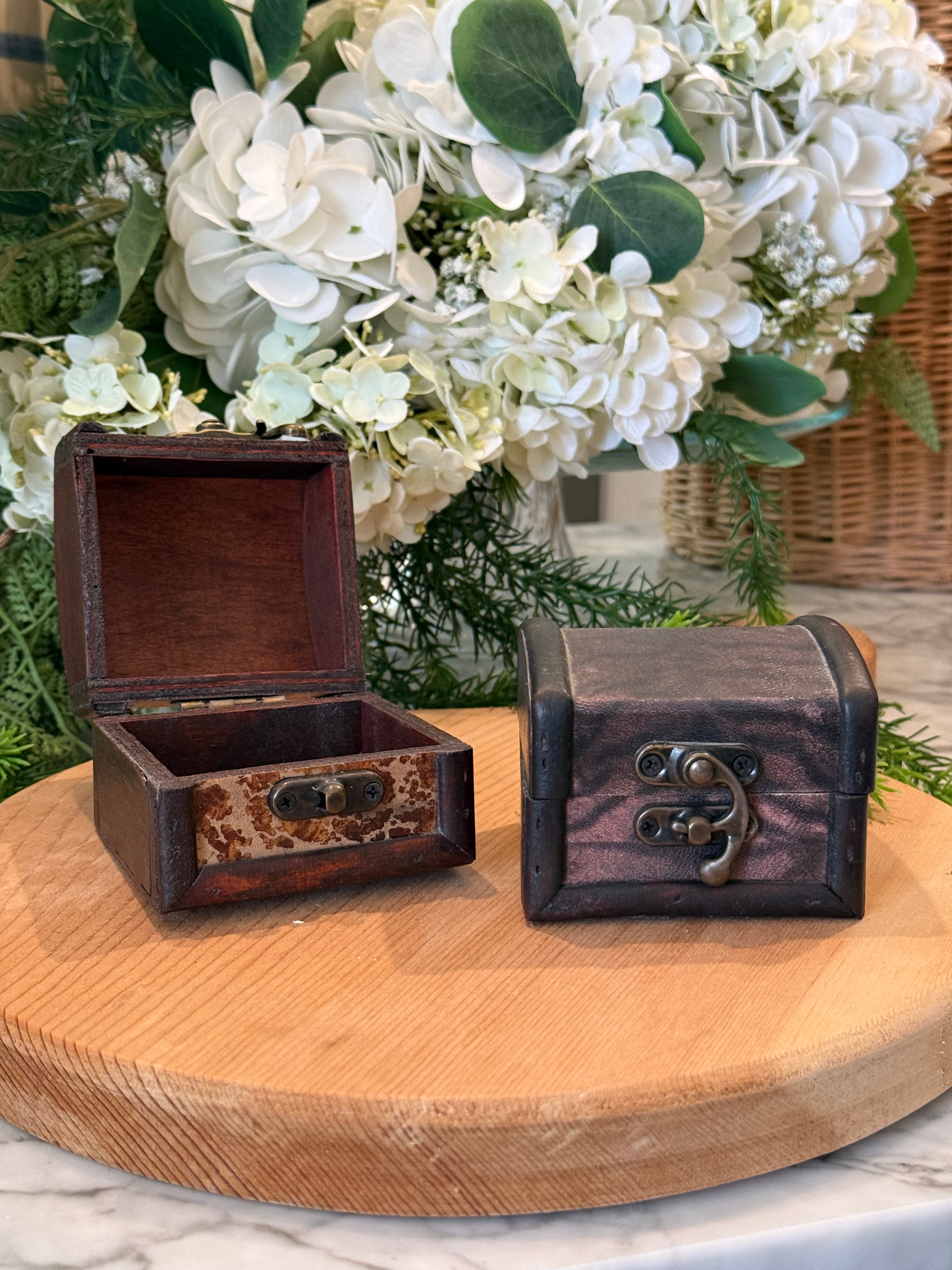 Set of 2 Faux Leather Mini Boxes