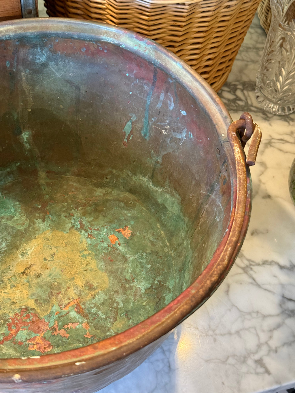 Antique Copper Hearth Bucket with Iron Handle