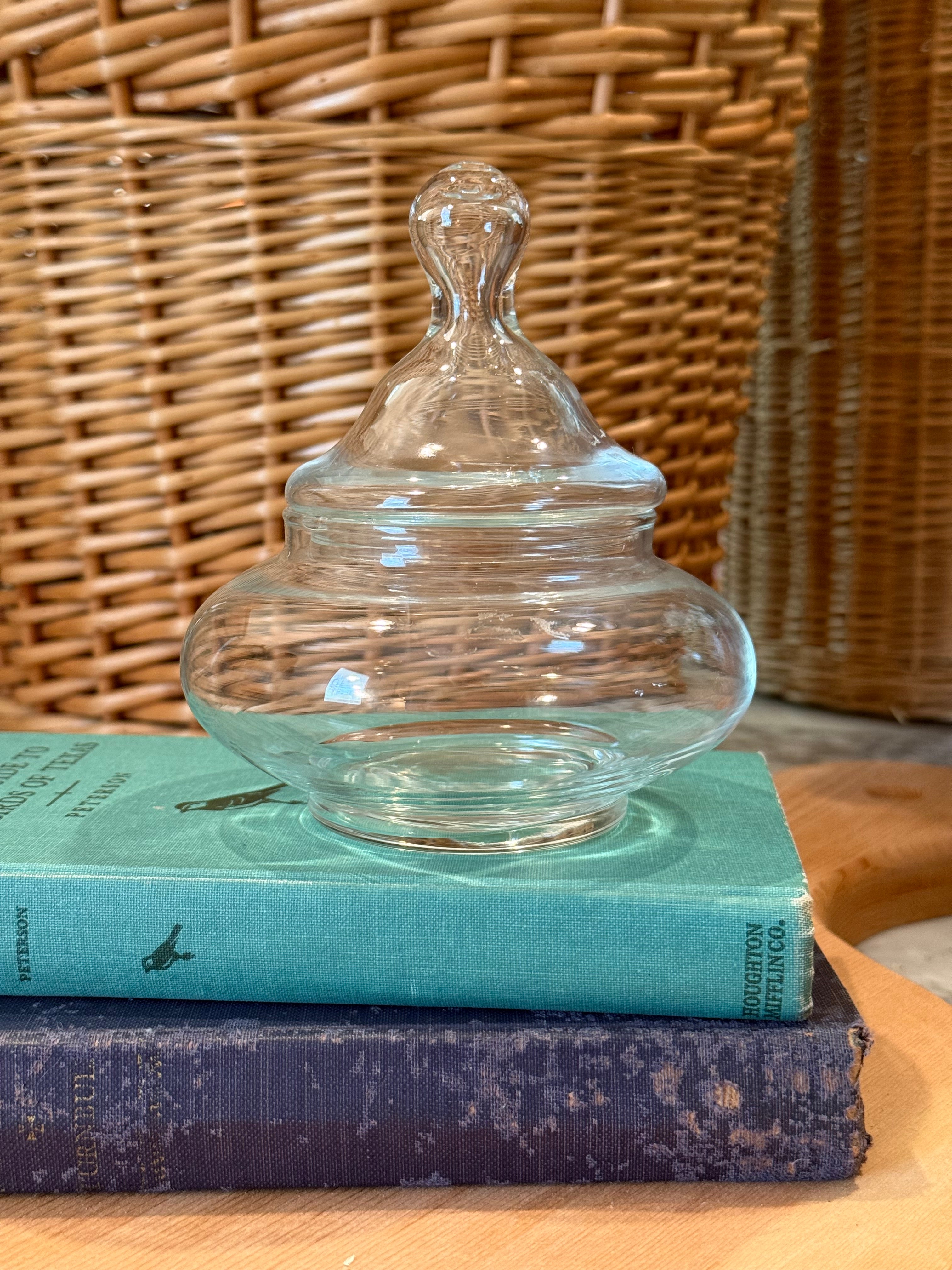 Vintage Clear Glass Apothecary Jar with Lid